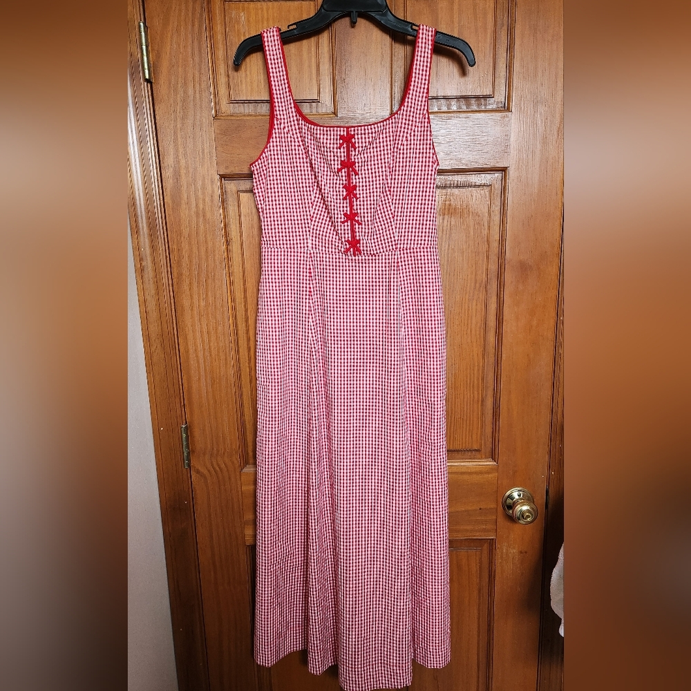 Rachel Zoe Red Checkered Maxi Dress